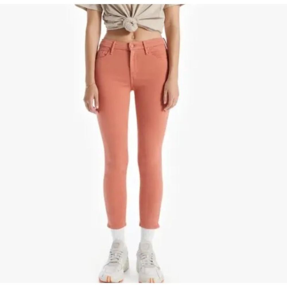 MOTHER The Looker Crop Play Date coral pink Jeans sz 26